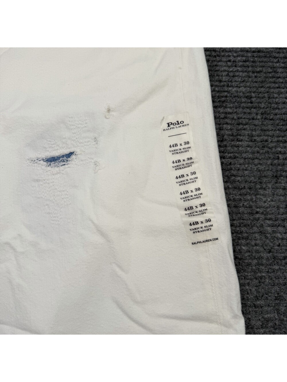 Polo Ralph Lauren Varick Slim Straight Jeans Mens 44Bx30 White Patch Denim NWT - Picture 5 of 9